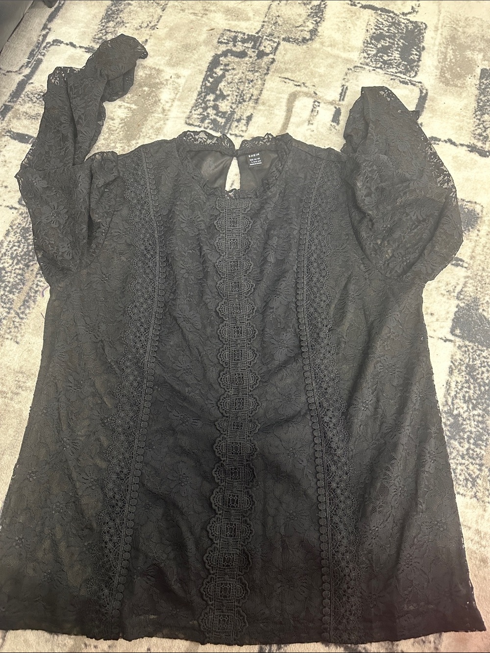Black Lace Long Sleeve Blouse